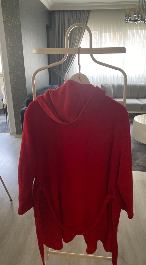 Bordo Kadın Midi Boy Salaş Sabahlık - Görsel 5