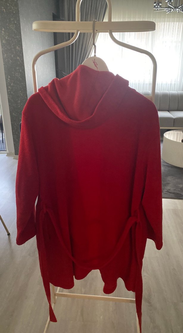 Bordo Kadın Midi Boy Salaş Sabahlık - Görsel 4