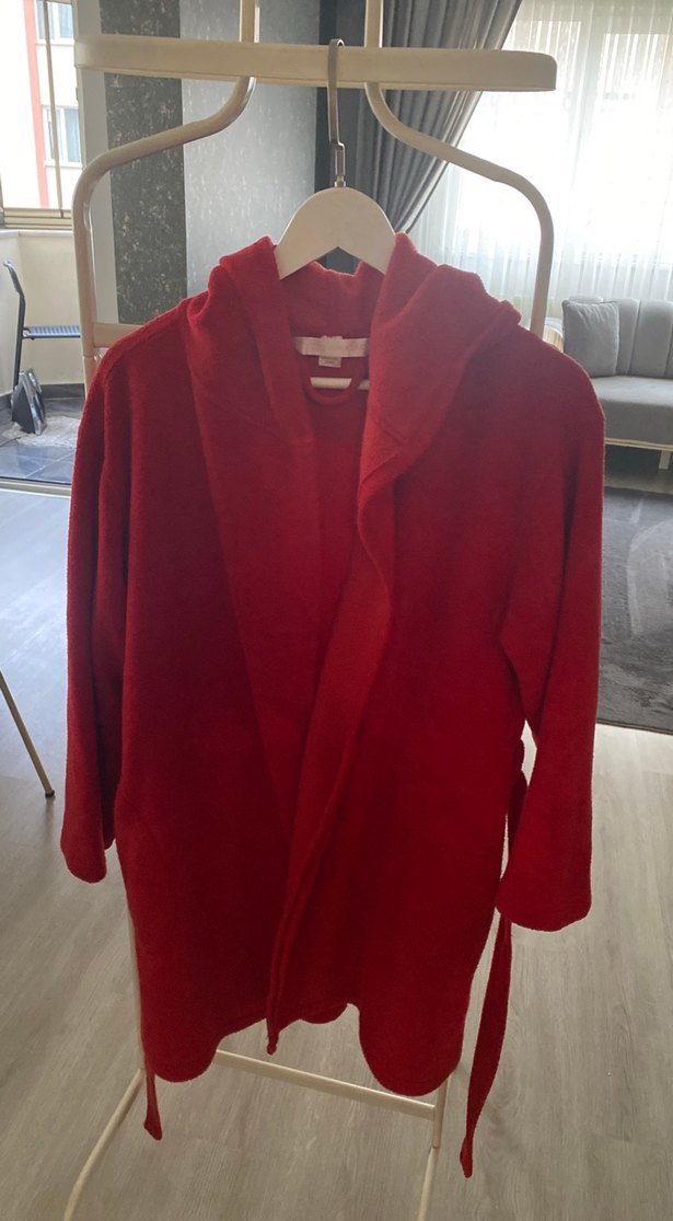 Bordo Kadın Midi Boy Salaş Sabahlık - Görsel 2