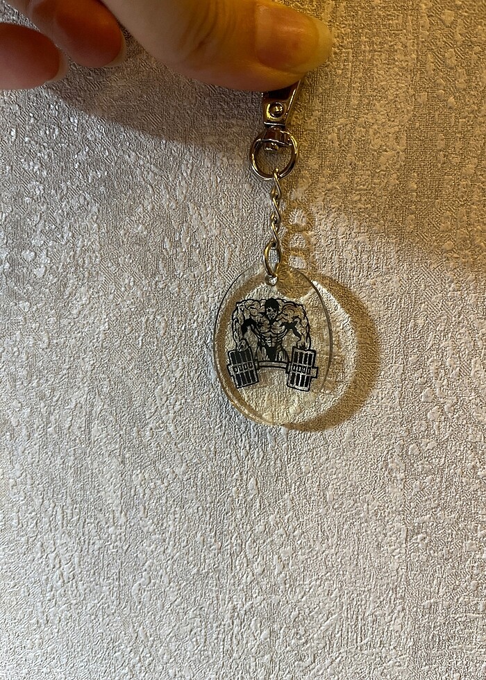 El yapımı özel çizim epoksi bodyci halter anahtarlık - Görsel 2