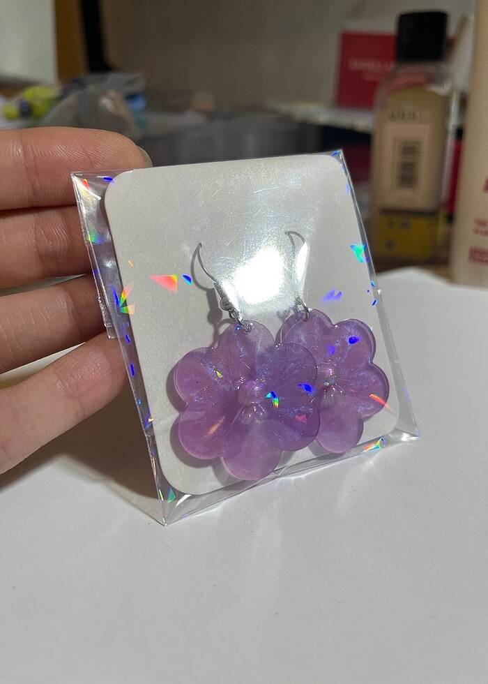 Renk değiştiren Ayıcıklı çiçek küpe - Görsel 2