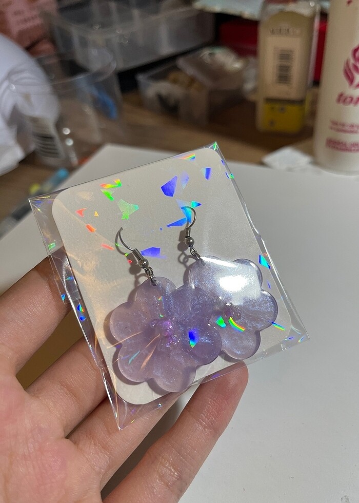 Renk değiştiren Ayıcıklı çiçek küpe - Görsel 4