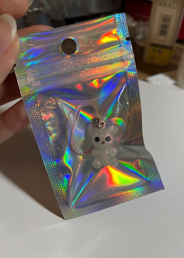 Aurora pembe yansımalı ayıcık mini anahtarlık - Görsel 2