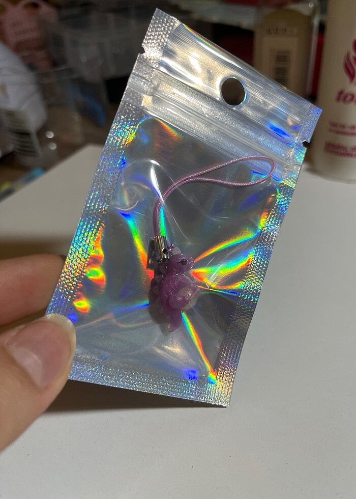 Aurora pembe mor yansımalı minik dinozor anahtarlık - Görsel 2