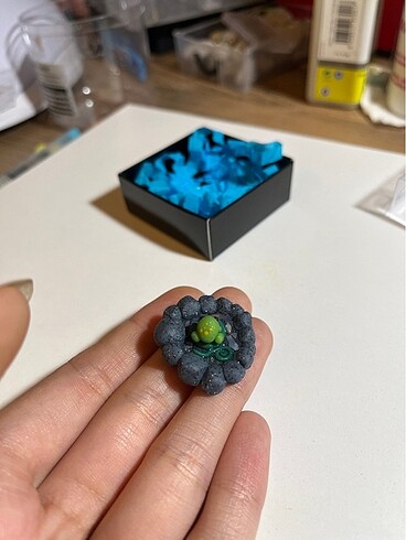 Opal taşlı minyatür kurbağa figür - Görsel 6