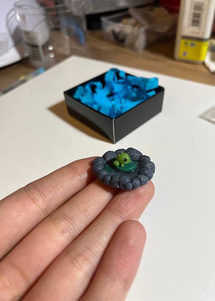 Opal taşlı minyatür kurbağa figür - Görsel 5