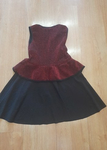LC Waikiki Bordo Fırfırlı Kız Çocuk Elbise