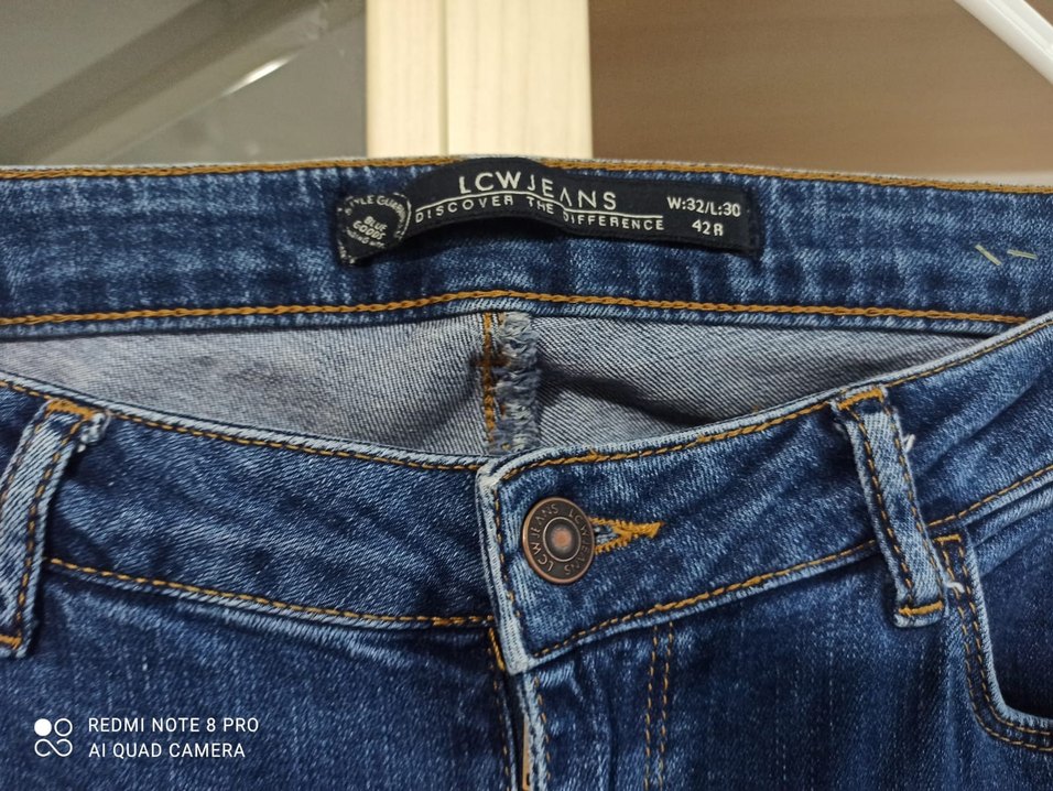 Nakışlı Mavi Denim Kadın Pantolon - Görsel 2