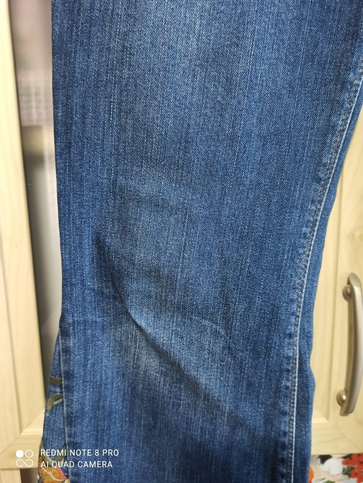 Nakışlı Mavi Denim Kadın Pantolon - Görsel 3