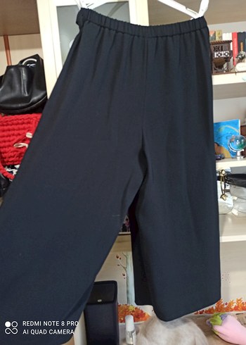 Siyah Salaş Uzun Kadın Kumaş Pantolon - Görsel 5