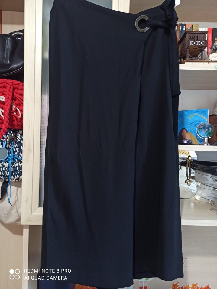 Siyah Salaş Uzun Kadın Kumaş Pantolon - Görsel 2