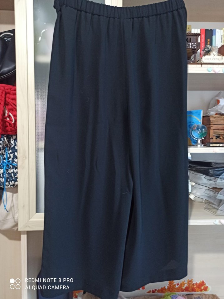 Siyah Salaş Uzun Kadın Kumaş Pantolon - Görsel 4