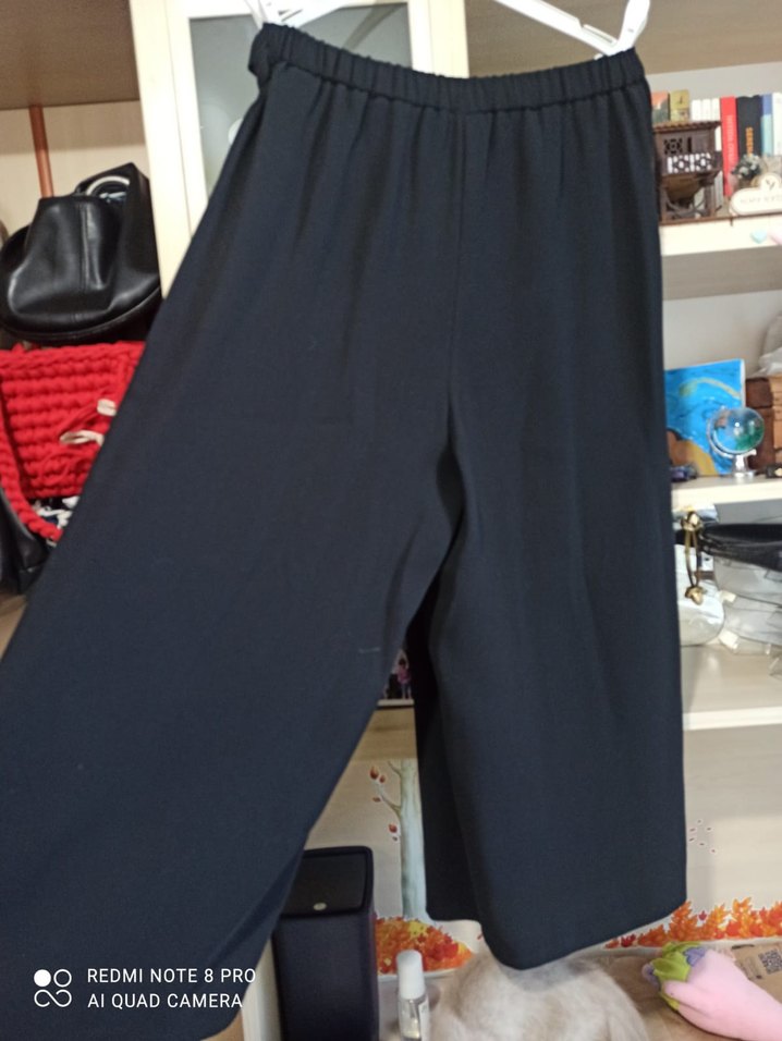 Siyah Salaş Uzun Kadın Kumaş Pantolon - Görsel 5