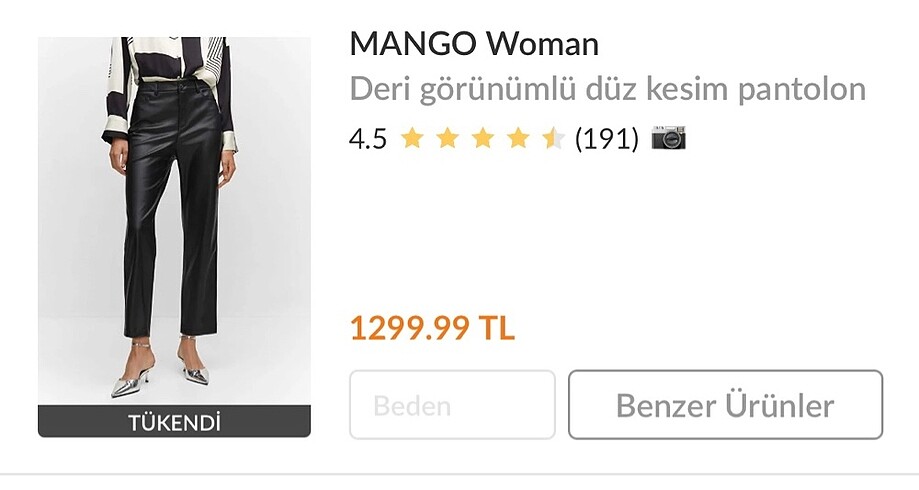 Mango Mango Deri Pantolon