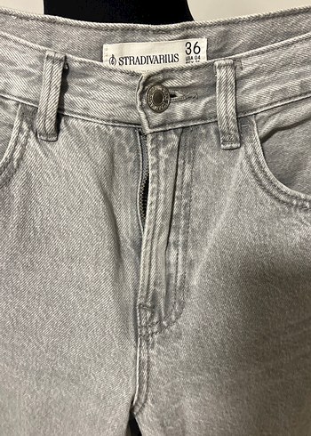 Stradivarius Gri Normal Kesim Midi Kadın Kot Pantolon