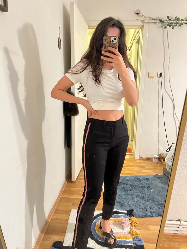 Zara  Siyah Slim Fit Midi Boyfriend Pantolon - Görsel 2