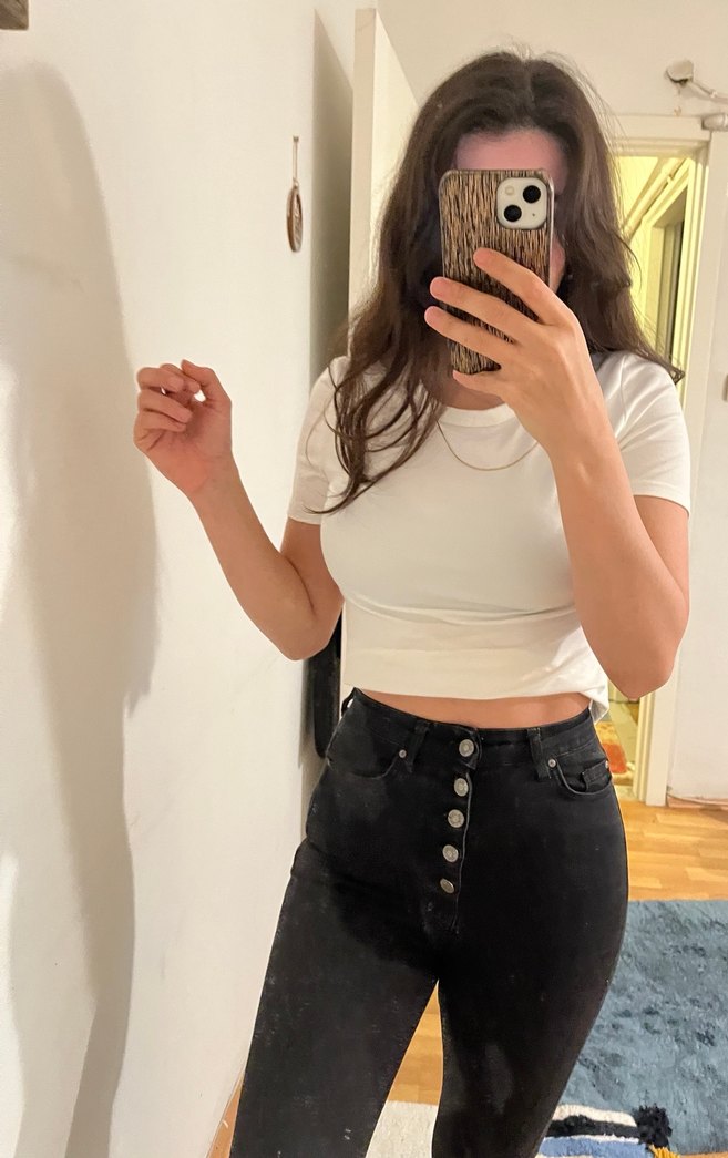 Trendyolmilla Düğmeli Siyah Dar Kesim Kadın Jean - Görsel 2