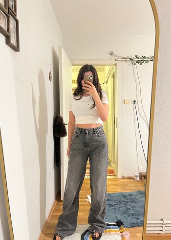 Trendyolmilla Antrasit  Rahat Kesim Kadın Kot Pantolon - Görsel 5