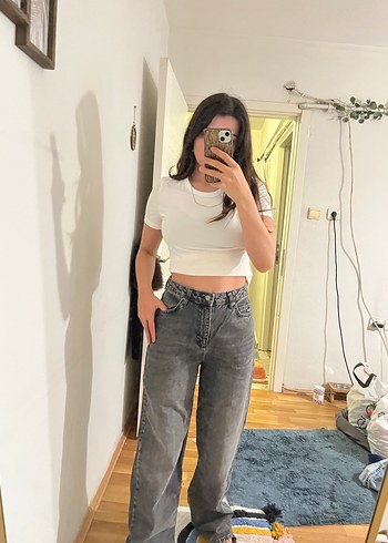 Trendyolmilla Antrasit  Rahat Kesim Kadın Kot Pantolon - Görsel 2