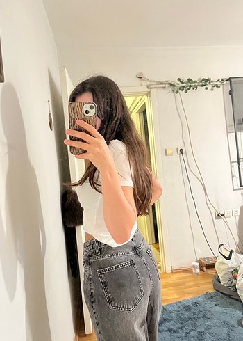 Trendyolmilla Antrasit  Rahat Kesim Kadın Kot Pantolon - Görsel 3