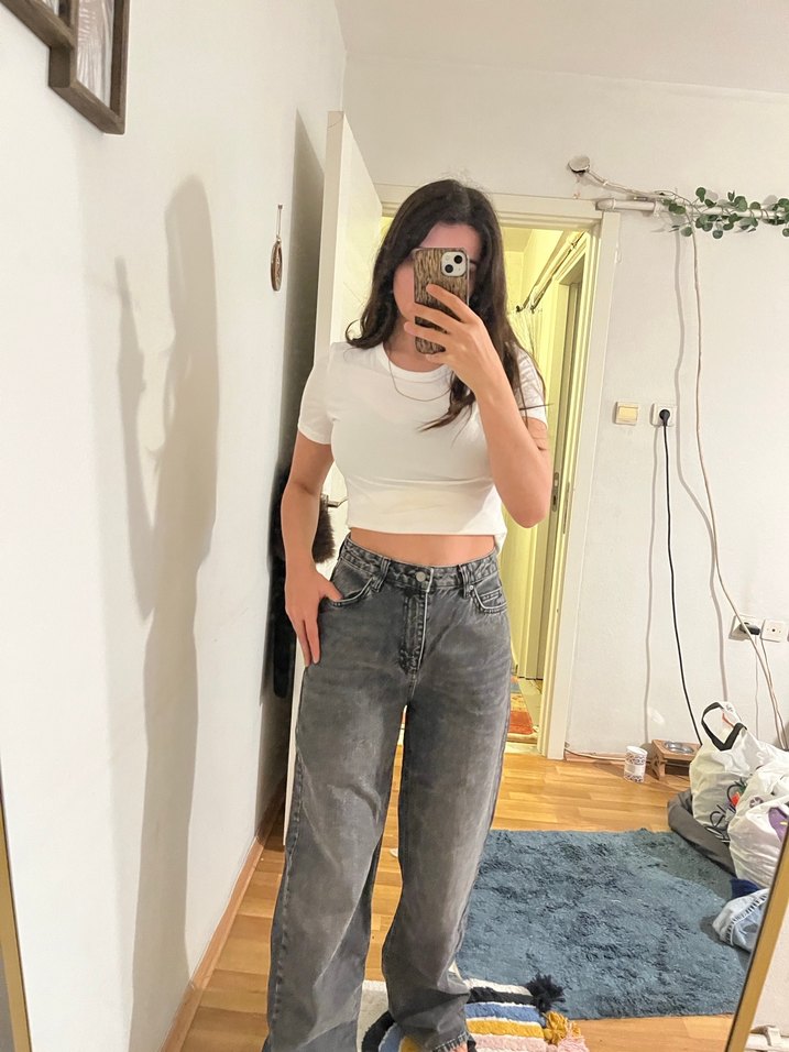 Trendyolmilla Antrasit  Rahat Kesim Kadın Kot Pantolon - Görsel 2