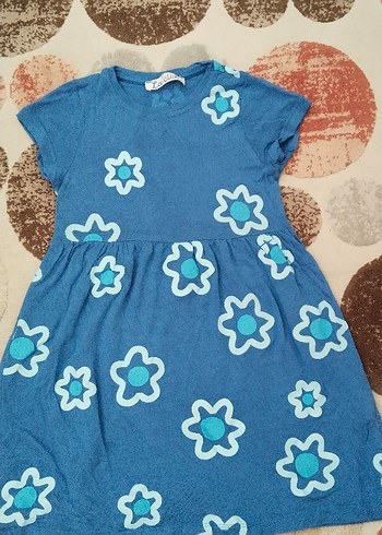 LC Waikiki Mavi Desenli Kız Elbisesi