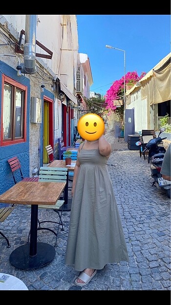 Kadın kare yaka düz elbise - Görsel 5