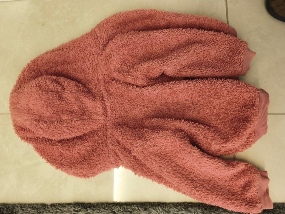 Peluş Kapüşonlu Pembe Kız Bebek Tulumu - Görsel 3