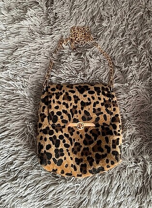 Leopar desenli çanta