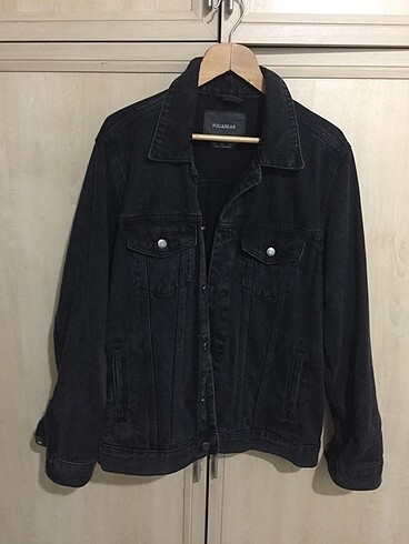 Pull and Bear Erkek Siyah Denim Ceket