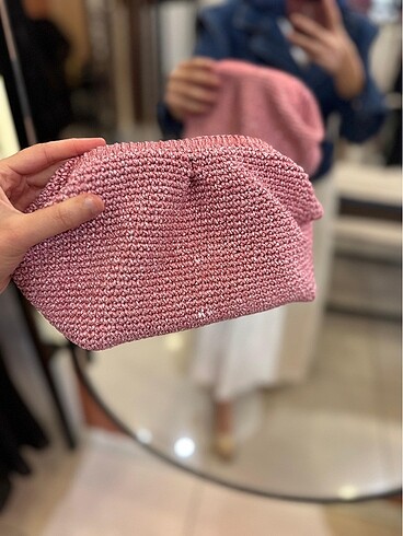 Pembe simli çanta