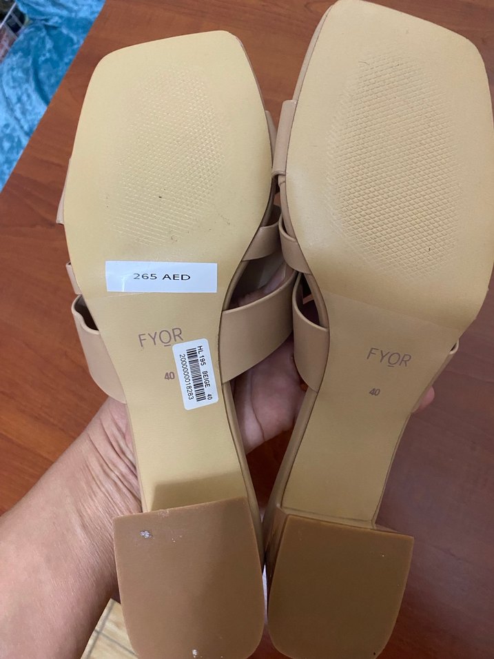 Bej Tokalı Kadın Terlik Blok Topuklu - Görsel 2