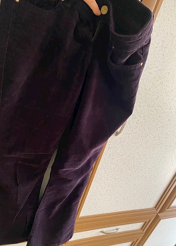 Mor Süet Kadın Kumaş Pantolon - Görsel 4