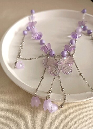 Beden Mor butterfly kolye