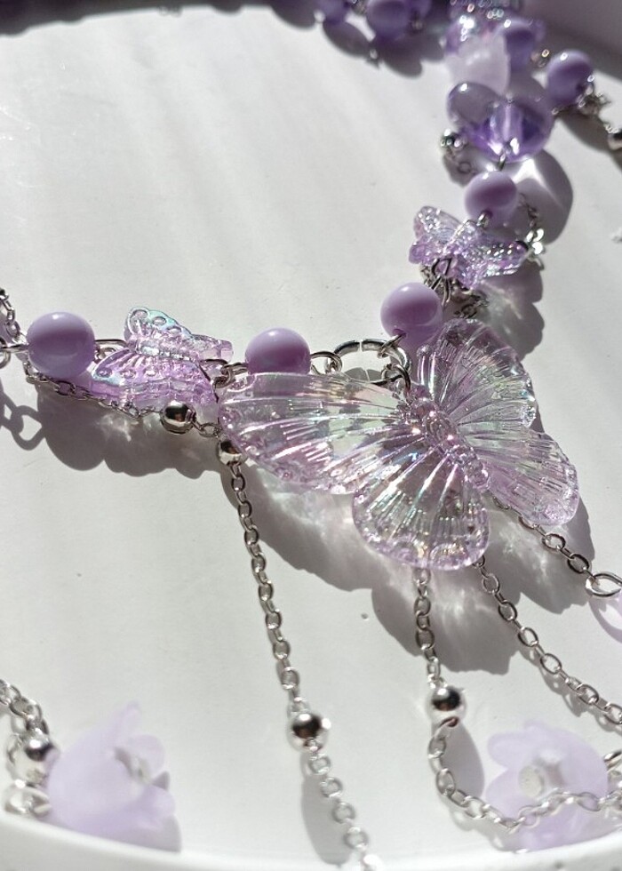 Mor butterfly kolye - Görsel 2