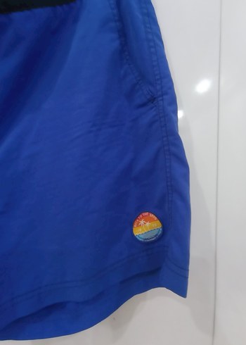 Düğmeli Mavi Erkek Midi Yüzme Şortu - Görsel 2