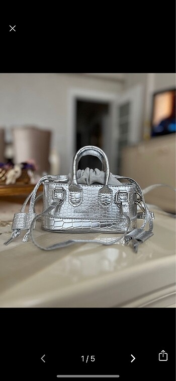 Shein gümüş mini askılı çanta