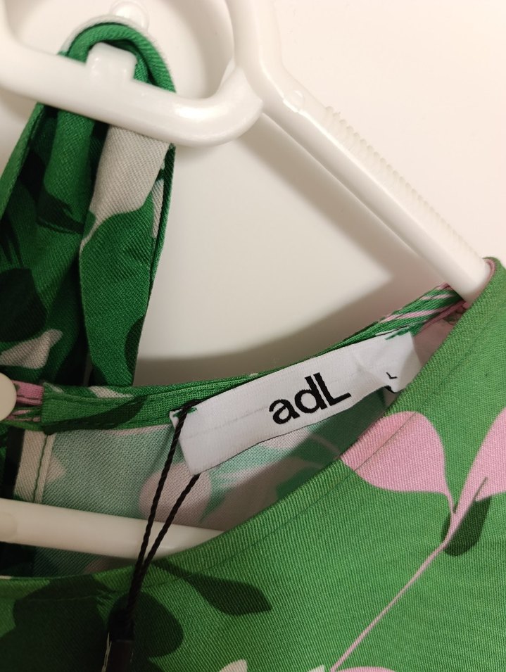 Adl Yeşil Çiçek Desenli Midi Kadın Elbise - Görsel 4