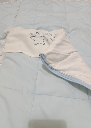 Aziz Bebe Nakış Detaylı Mavi Keten Bebek Uyku Seti - Görsel 4