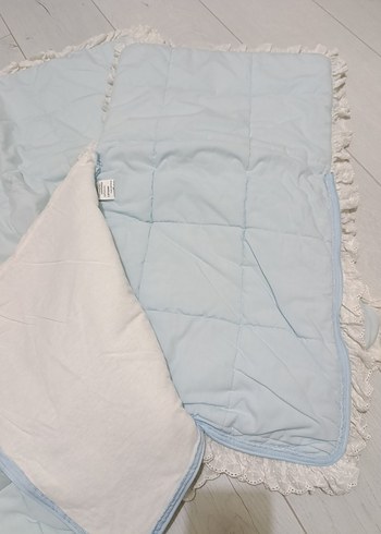 Aziz Bebe Nakış Detaylı Mavi Keten Bebek Uyku Seti - Görsel 3