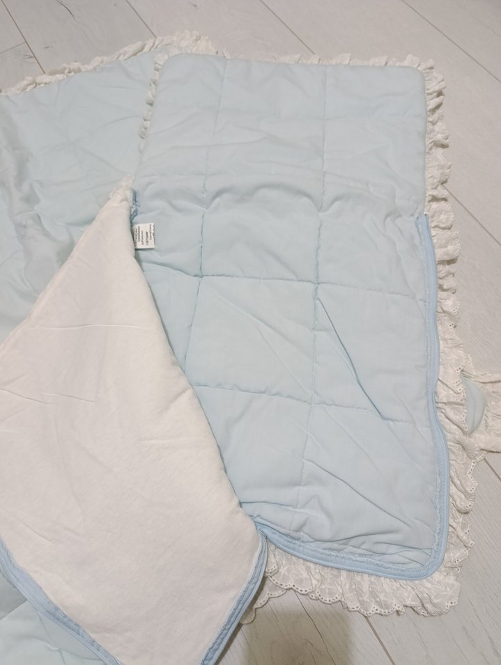 Aziz Bebe Nakış Detaylı Mavi Keten Bebek Uyku Seti - Görsel 3