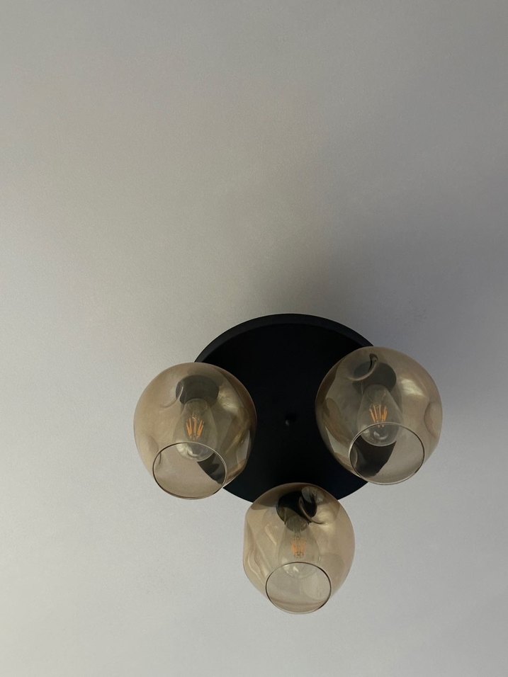 Bej Camlı Üçlü Tavan Lambası - Görsel 2