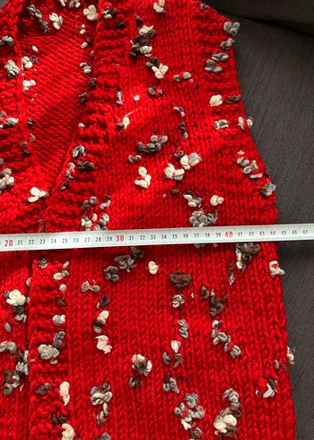 Kırmızı Örgü Kadın Süveter - Görsel 4