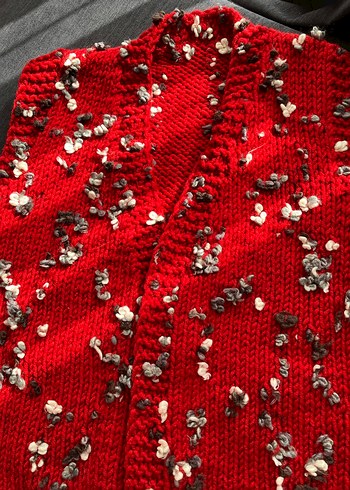 Kırmızı Örgü Kadın Süveter - Görsel 2