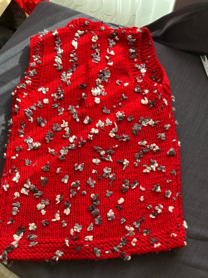 Kırmızı Örgü Kadın Süveter - Görsel 3