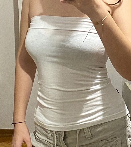 beyaz straplez büstiyer/top