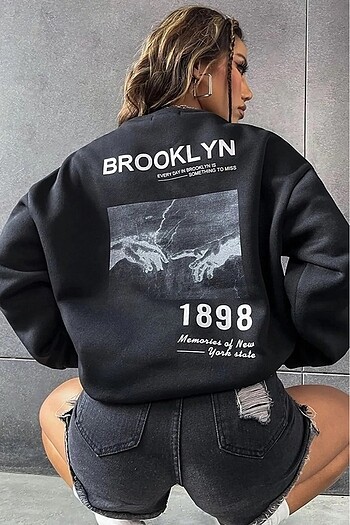 Oversize Siyah Sweatshirt Brooklyn1898
