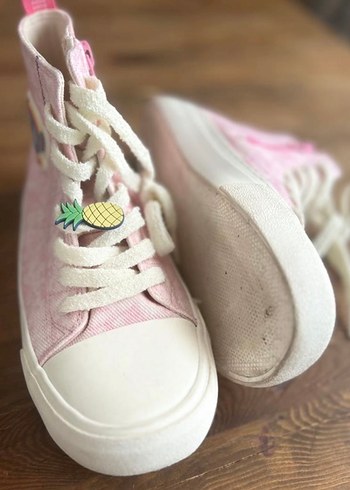 Kız Çocuk Pembe Bağcıklı ve Cırtcırtlı Spor Ayakkabı - Görsel 5