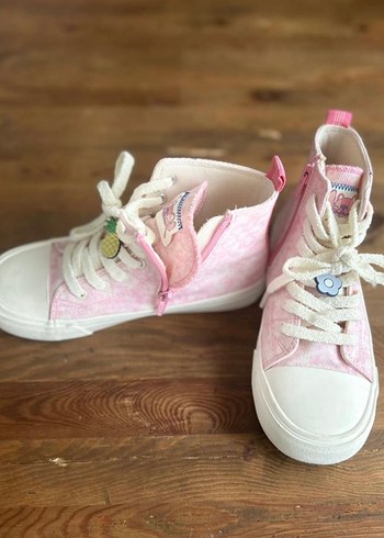 Kız Çocuk Pembe Bağcıklı ve Cırtcırtlı Spor Ayakkabı - Görsel 8