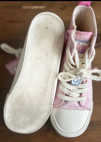 Kız Çocuk Pembe Bağcıklı ve Cırtcırtlı Spor Ayakkabı - Görsel 4